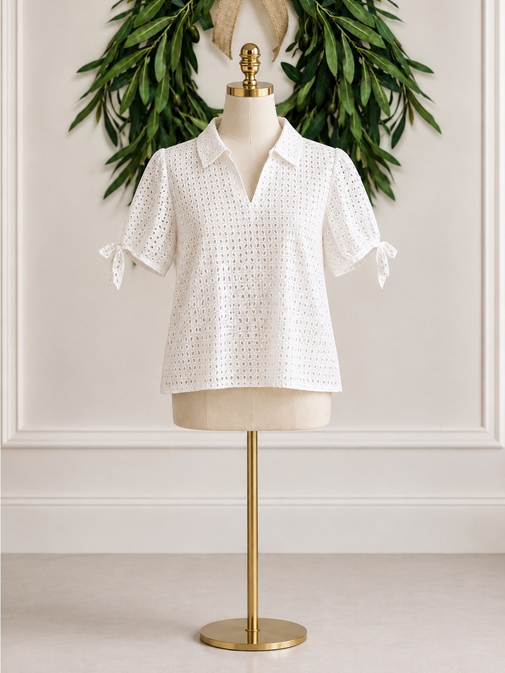 Talbots Petite Eyelet Top Blouse White NWT LP